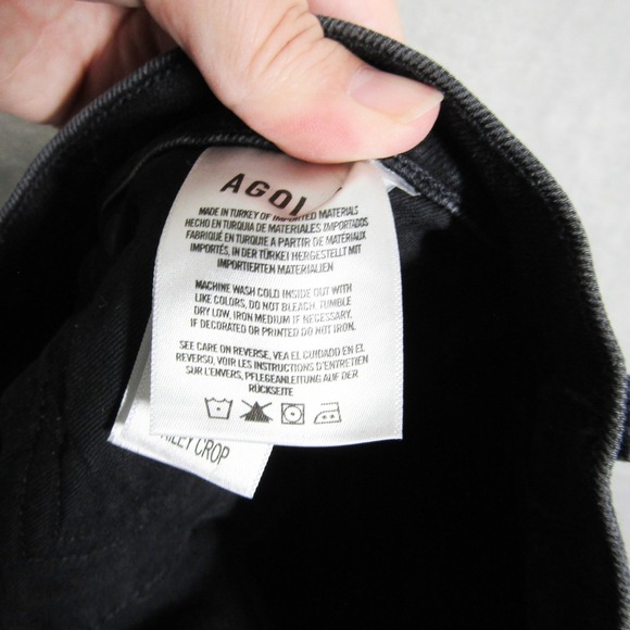 AGOLDE Riley Crop Jeans Black Wash Denim High Rise Button Fly Womens Size 29 - Picture 8 of 15